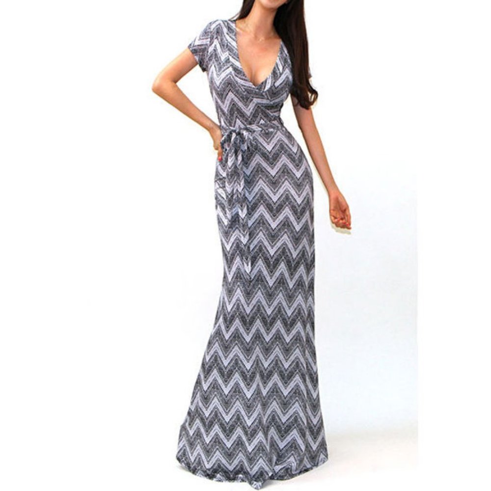 Wrap Dress Long Belted Maxi Dress